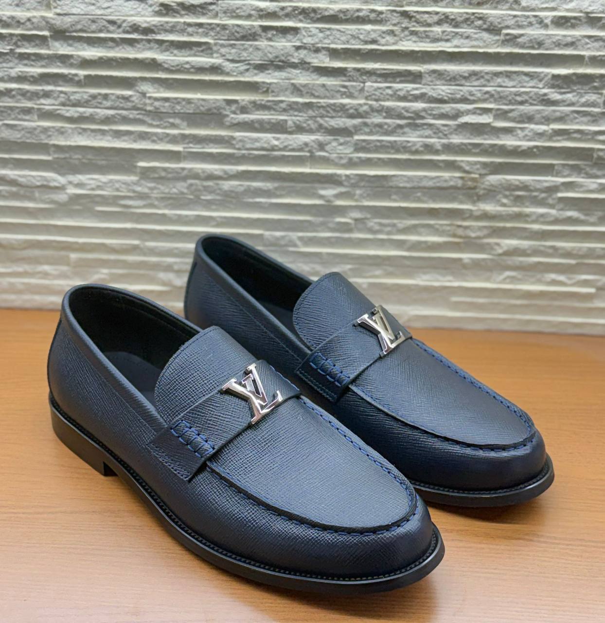 Loro Piana Grey Leather Buckle Slides