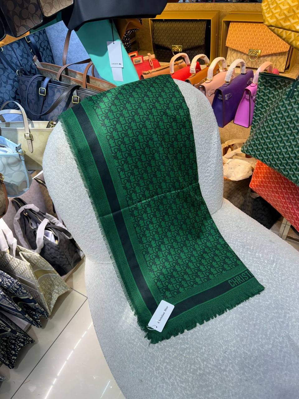 وشاح ديور أوبليك حريري أخضر